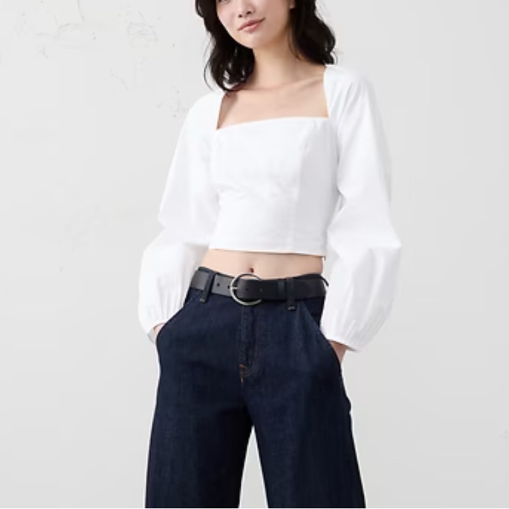 Banana Republic White Poplin Cropped Shirt NWT